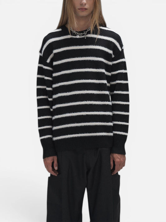 Sweater Luxo Rayas Finas Blanco/Negro
