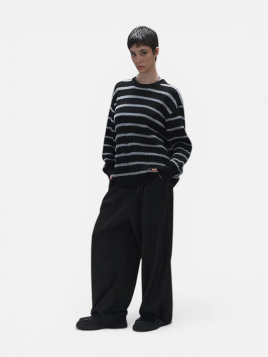 Sweater Luxo Rayas Finas Gris/Negro