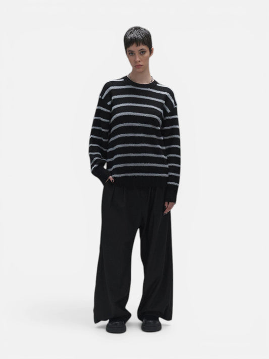Sweater Luxo Rayas Finas Gris/Negro