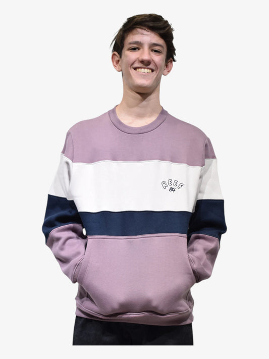 Buzo Reef Crop Block Crew Niño Beige Rosa - Indy
