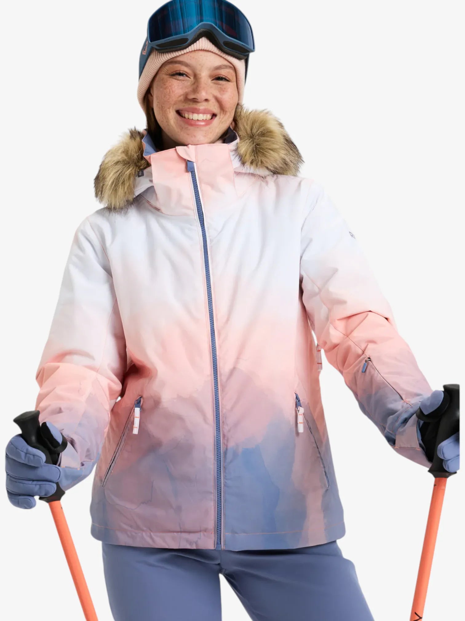 Campera Snow Roxy Jet Ski Blanco Coral Mujer