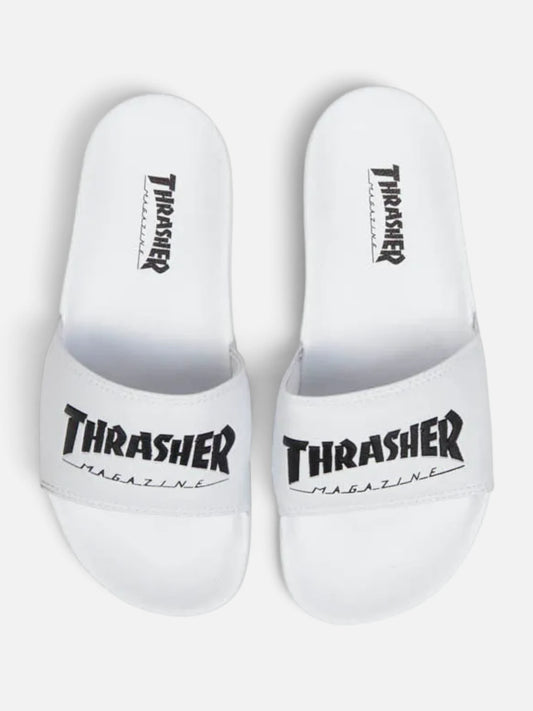 Ojota Thrasher Sliders Magazine Blanco Negro