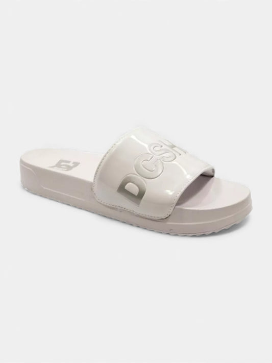 Ojota Dc Slide Mujer Platform Blanco Gris
