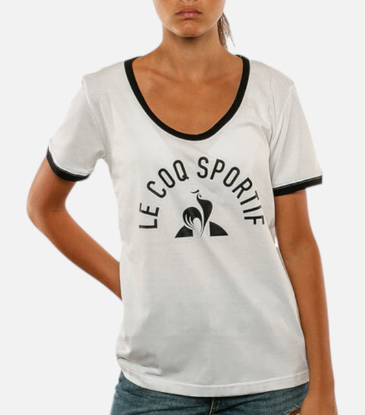 Remera Le Coq Sportif Retro Logo Mujer Tee Blanco