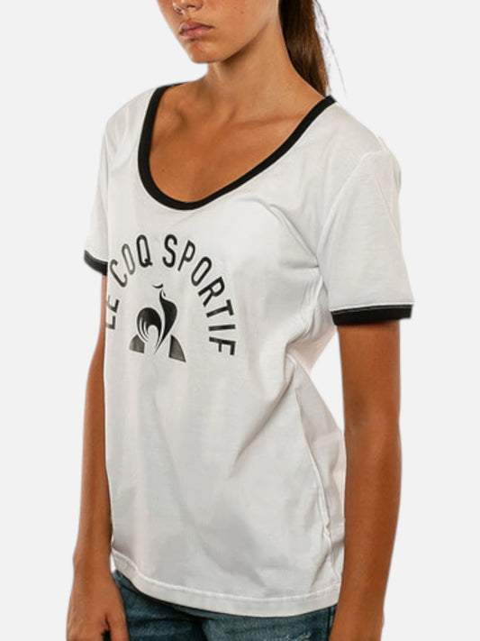 Remera Le Coq Sportif Retro Logo Mujer Tee Blanco