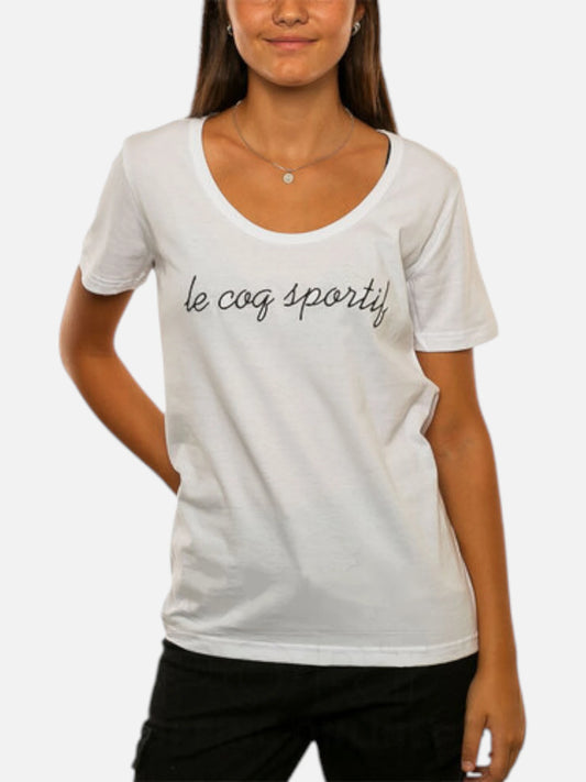 Remera Le Coq Sportif Bat Italics Mujer Tee Blanco