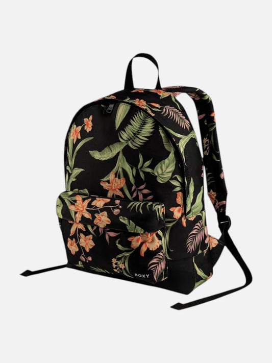Mochila Roxy Sugar Baby Printed Negro Verde Floreado