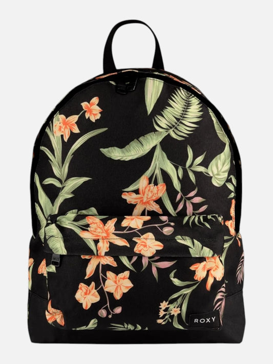 Mochila Roxy Sugar Baby Printed Negro Verde Floreado