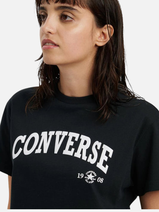 Remera Mujer Converse Cropped Collegiate Negro