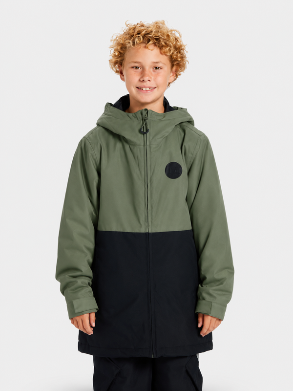 Campera Dc Snow Basis Print Niño Verde Militar Negro