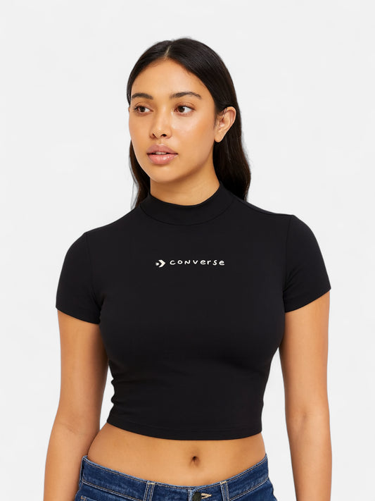 Remera Mujer Converse Slim Logo Draft Negro