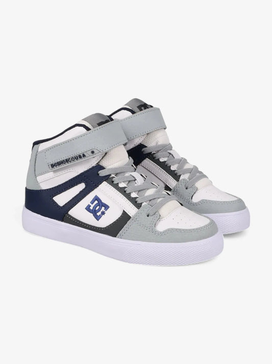 Zapatillas Dc Niño Pure Hi Top Ev Blanco Gris Azul
