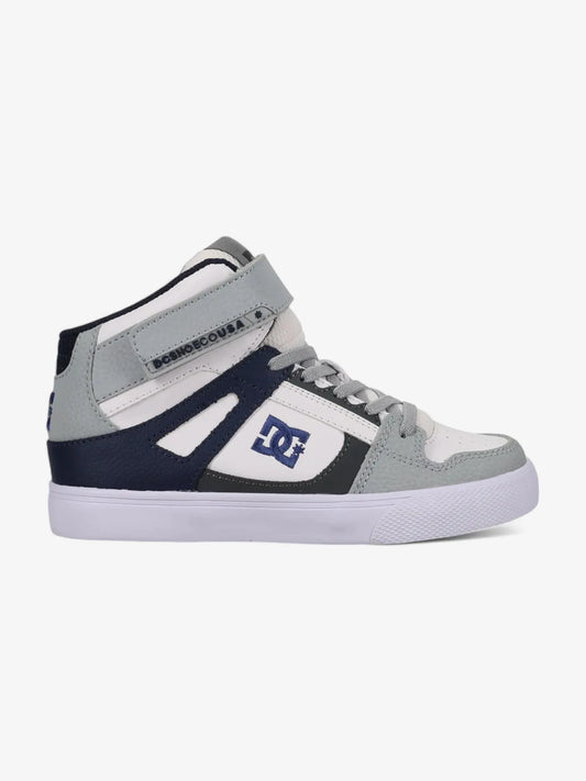 Zapatillas Dc Niño Pure Hi Top Ev Blanco Gris Azul