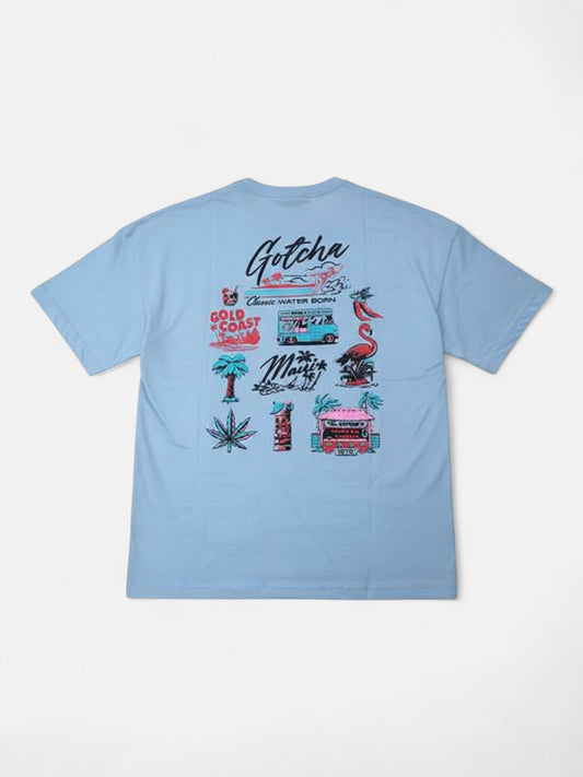 Remera Gotcha Maui Oversize Celeste