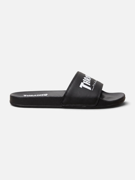 Ojota Thrasher Sliders Magazine Negro Blanco