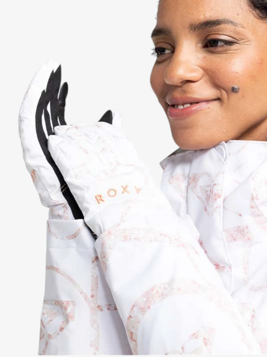 Guantes Snow Roxy Jetty Blanco Rosa - Indy