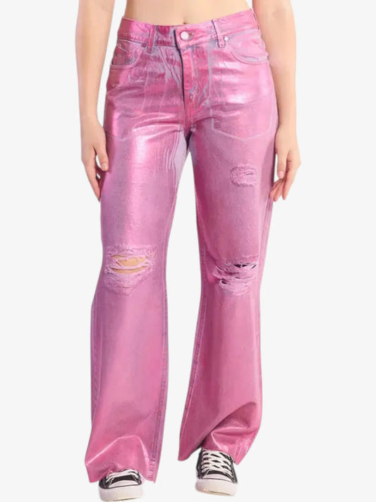 Jean Volcom Low Foild Wide 90s Mujer Rosa
