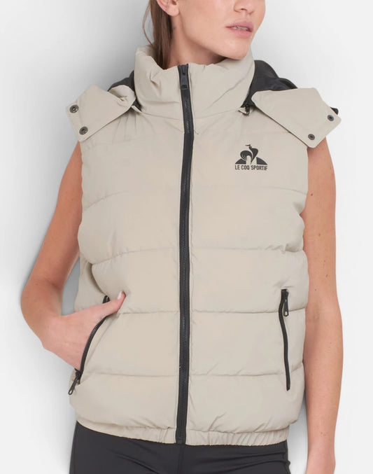 Chaleco Le Coq Sportif Mujer Puffer Vest Beige