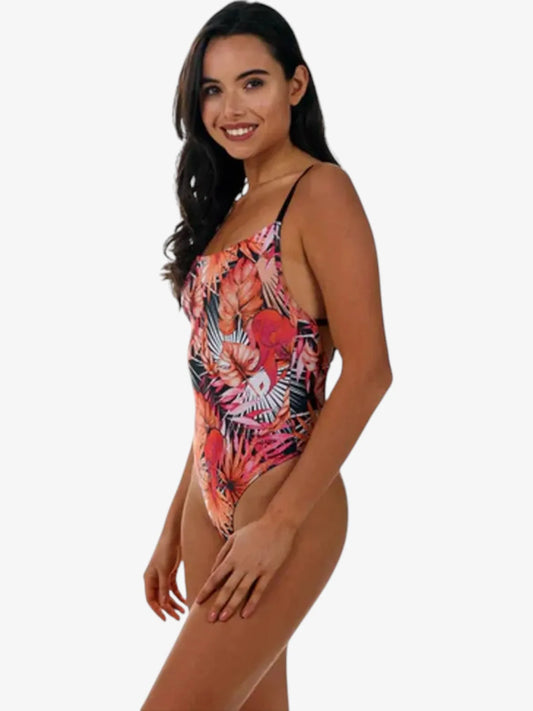 Malla Entera Rusty Tropical Fire Mujer Floreado