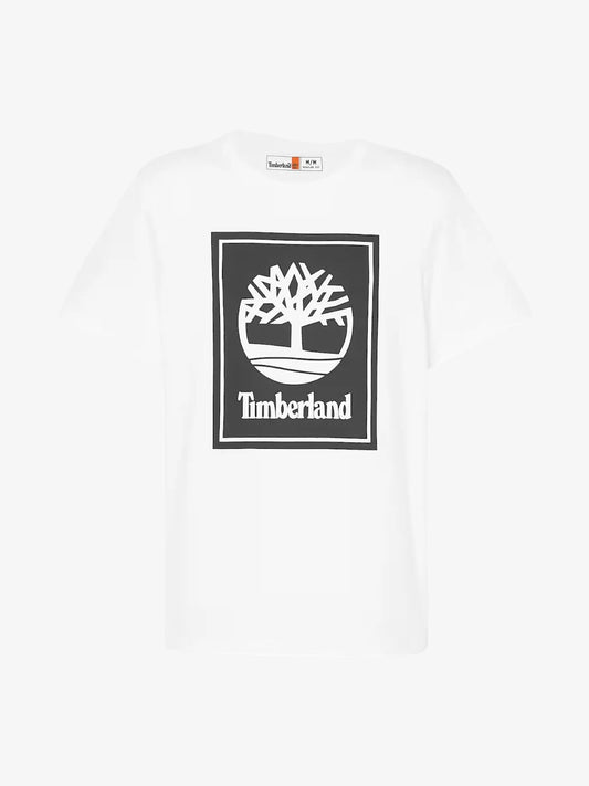 Remera Timberland Logo Bloque Blanco