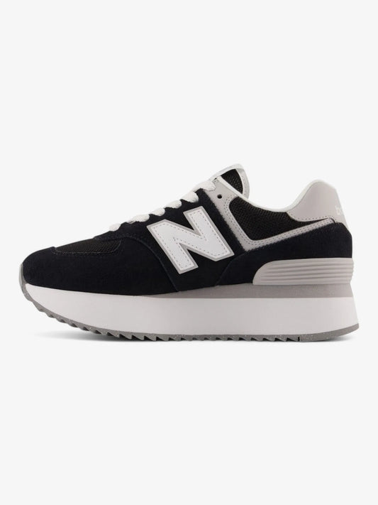 Zapatillas New Balance 574+ Mujer Negro Gris Blanco