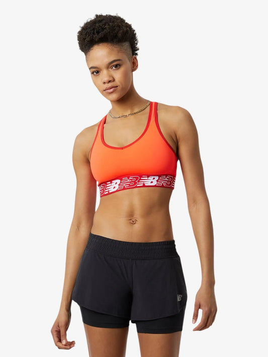 Top Deportivo New Balance Mujer Pace Bra 3.0 Naranja Rojo Training