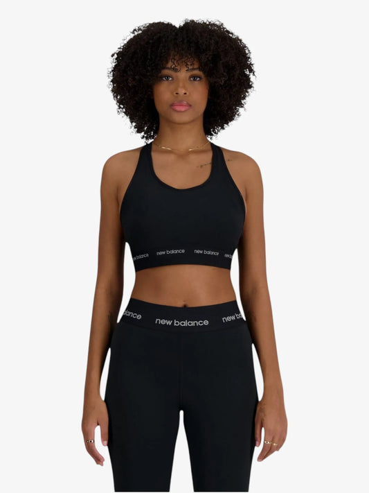 Top Deportivo New Balance Mujer Sleek Medium Support Sports Negro Training