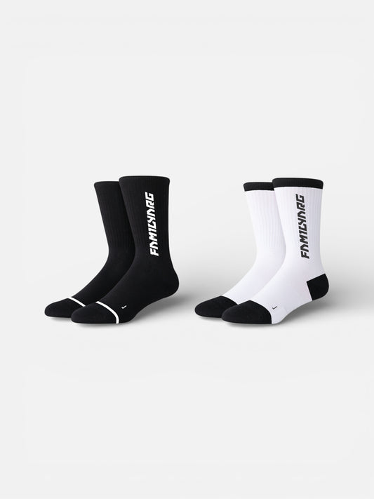 Medias Familyarg Pack Logo x2 Skateboarding Negro Blanco