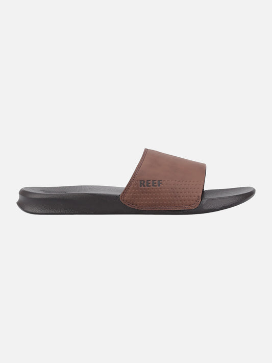 Ojota Reef Leather Slide Ul Marrón Oscuro