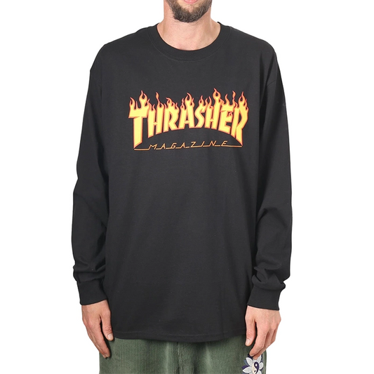 Remera Thrasher Sleeve Flame Negro - Indy