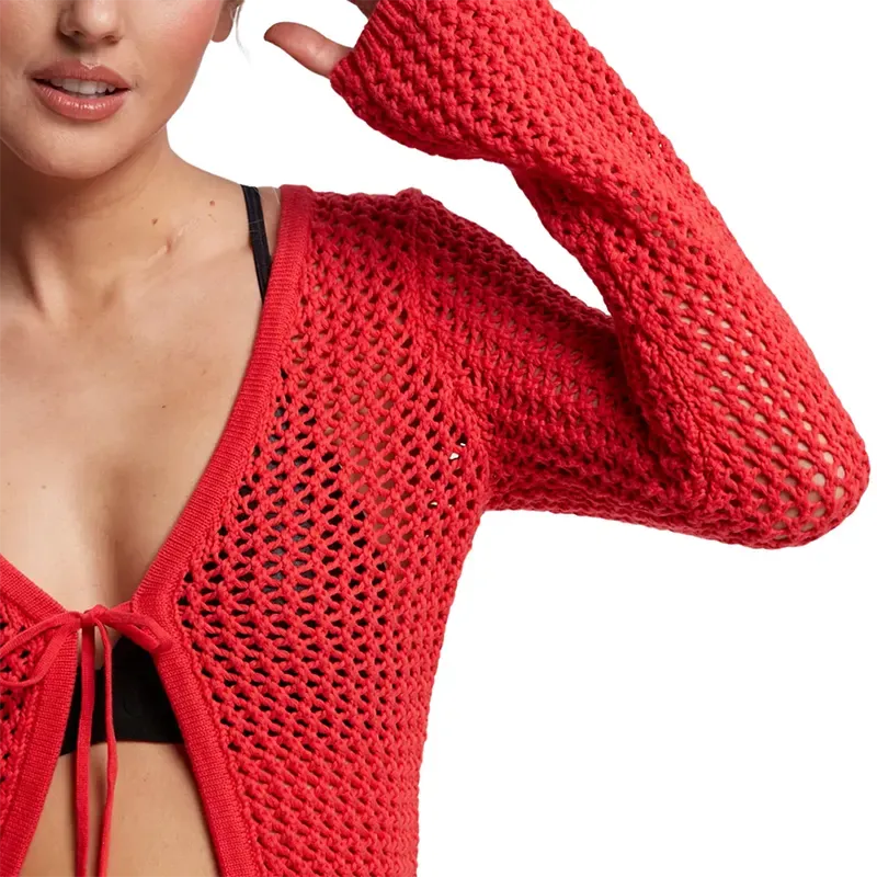 Top Rusty Amalfi Tie Front Knit Rojo- Indy