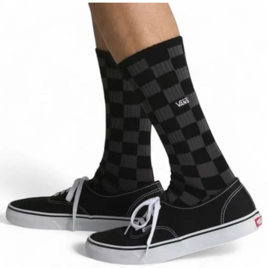 Medias Vans Checkerboard Crew II Negro Gris Cuadrille
