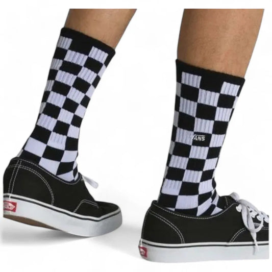 Medias Vans Checkerboard Crew II Negro Blanco Cuadrille