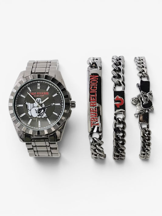 Reloj True Religion Buddha Con Pulseras Negro Rojo