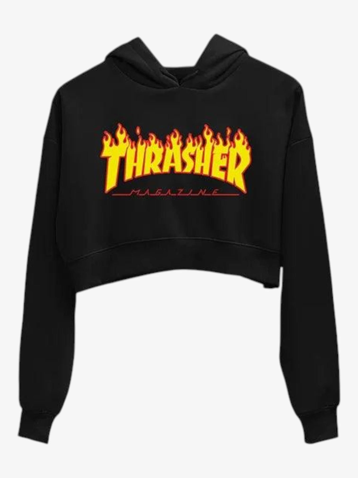 Buzo Thrasher Crop Top Flame Mujer Negro - Indy