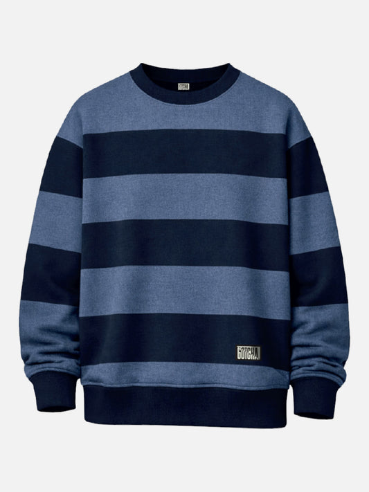Buzo Gotcha Stripe Crew Oversize Azul Celeste