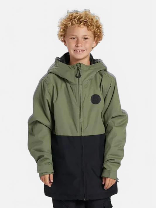 Campera Dc Snow Basis Print Niño Verde Militar Negro