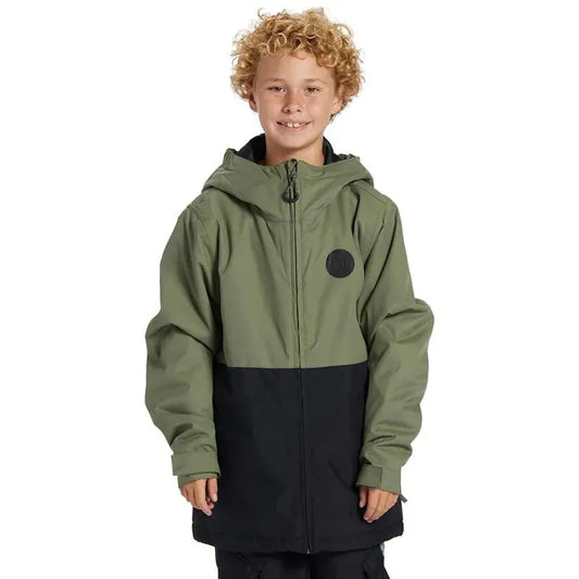 Campera Dc Snow Basis Print Niño Verde Militar Negro - Indy