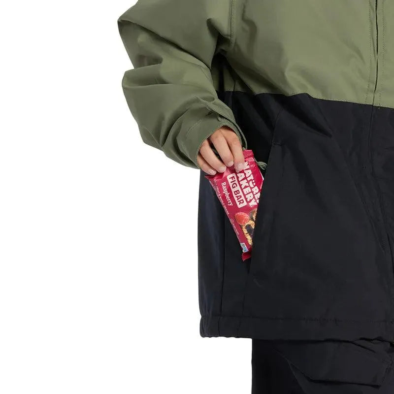 Campera Dc Snow Basis Print Niño Verde Militar Negro - Indy
