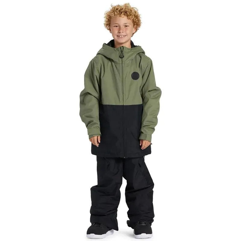 Campera Dc Snow Basis Print Niño Verde Militar Negro - Indy