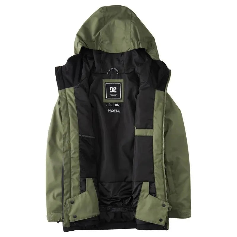 Campera Dc Snow Basis Print Niño Verde Militar Negro - Indy
