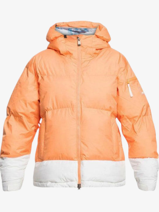 Campera Snow Roxy Chloe Kim Puffy Naranja Blanco