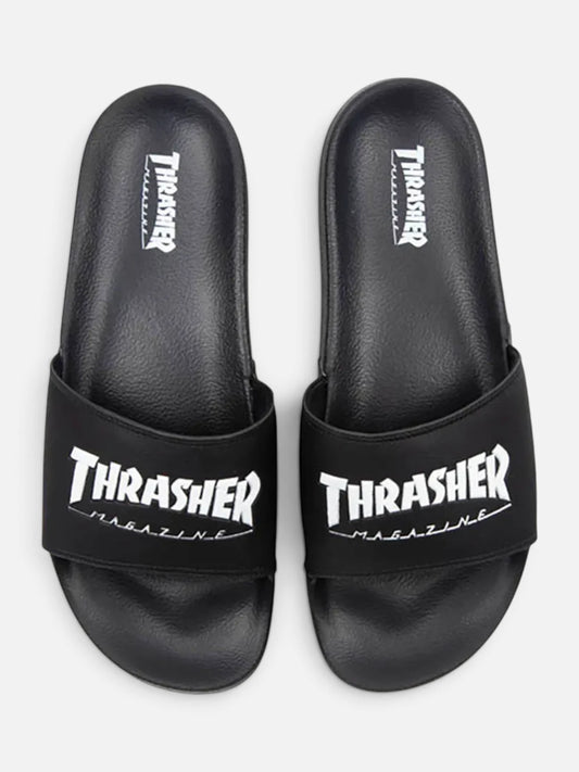 Ojota Thrasher Sliders Magazine Negro Blanco