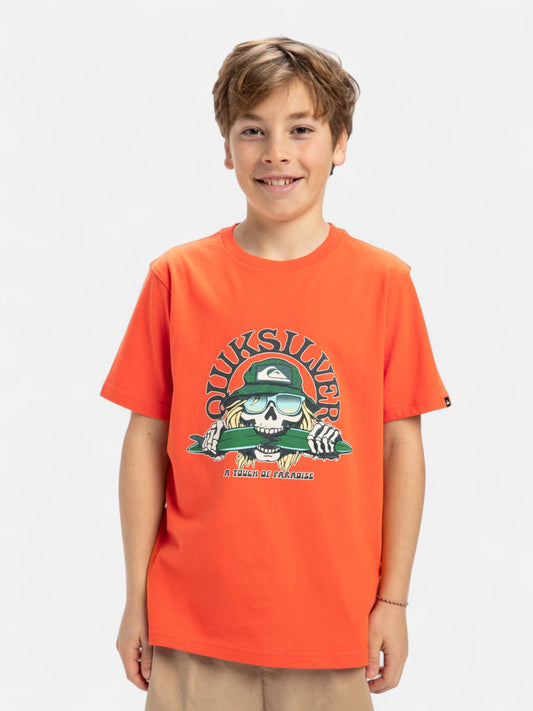 Remera Niño Quiksilver EV Skull Feast Naranja