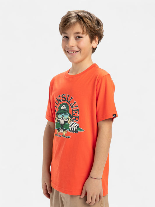 Remera Niño Quiksilver EV Skull Feast Naranja