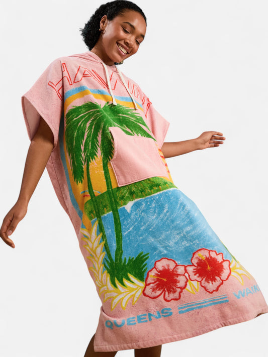 Poncho Roxy Atlas Rosa Print
