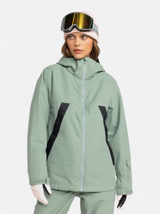 Campera Snow Roxy Slope Np Gris Verde Mujer