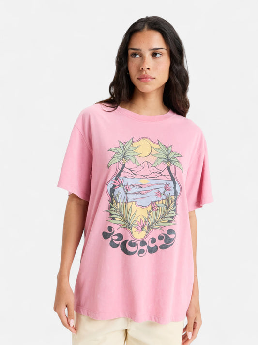 Remera Roxy Sunny Oversize Optic Wash Rosa