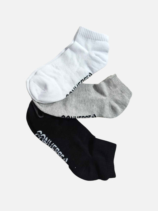 Medias Converse Tripack Media Caña Negro Gris Blanco