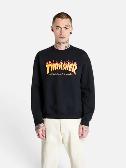 Buzo Thrasher Crew Flame Negro